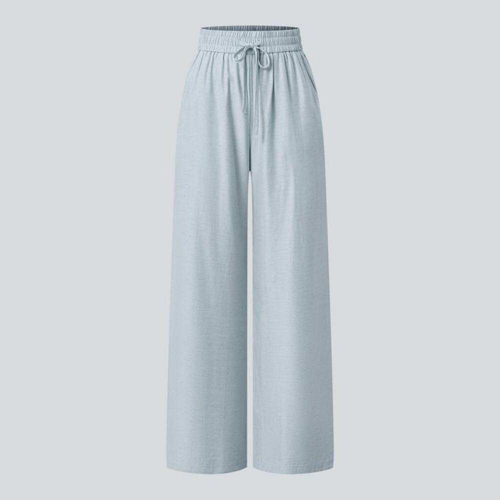 HALARA High Waisted Drawstring Pocket Wide Leg Baggy Casual Linen-Feel Pants-NWT - Picture 4 of 7